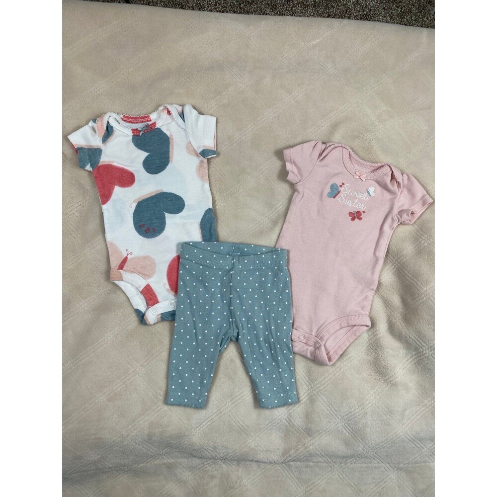 Carter’s Newborn Baby Girl Outfit Bundle Butterfly Hearts NB